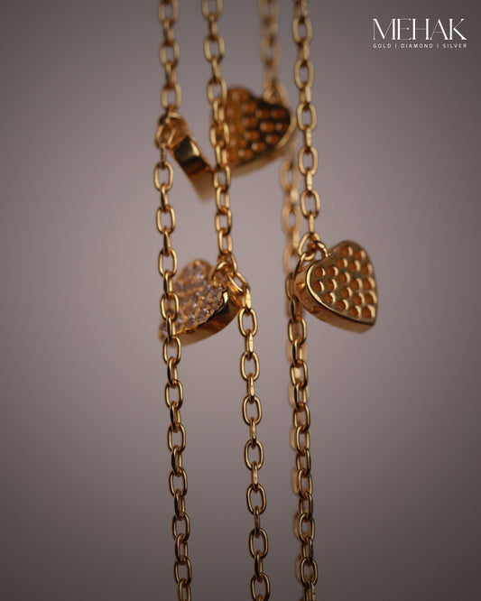 Premium Silver Anklets |Heart Anklet with | Gold Micro plated Jewelry