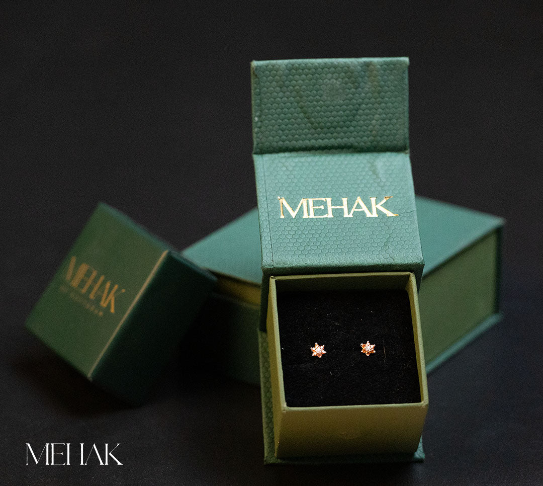 Floarl With Red Stone Second Stud | Nosepin