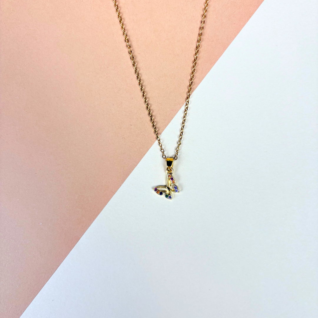 Rainbow Wings Butterfly Pendant