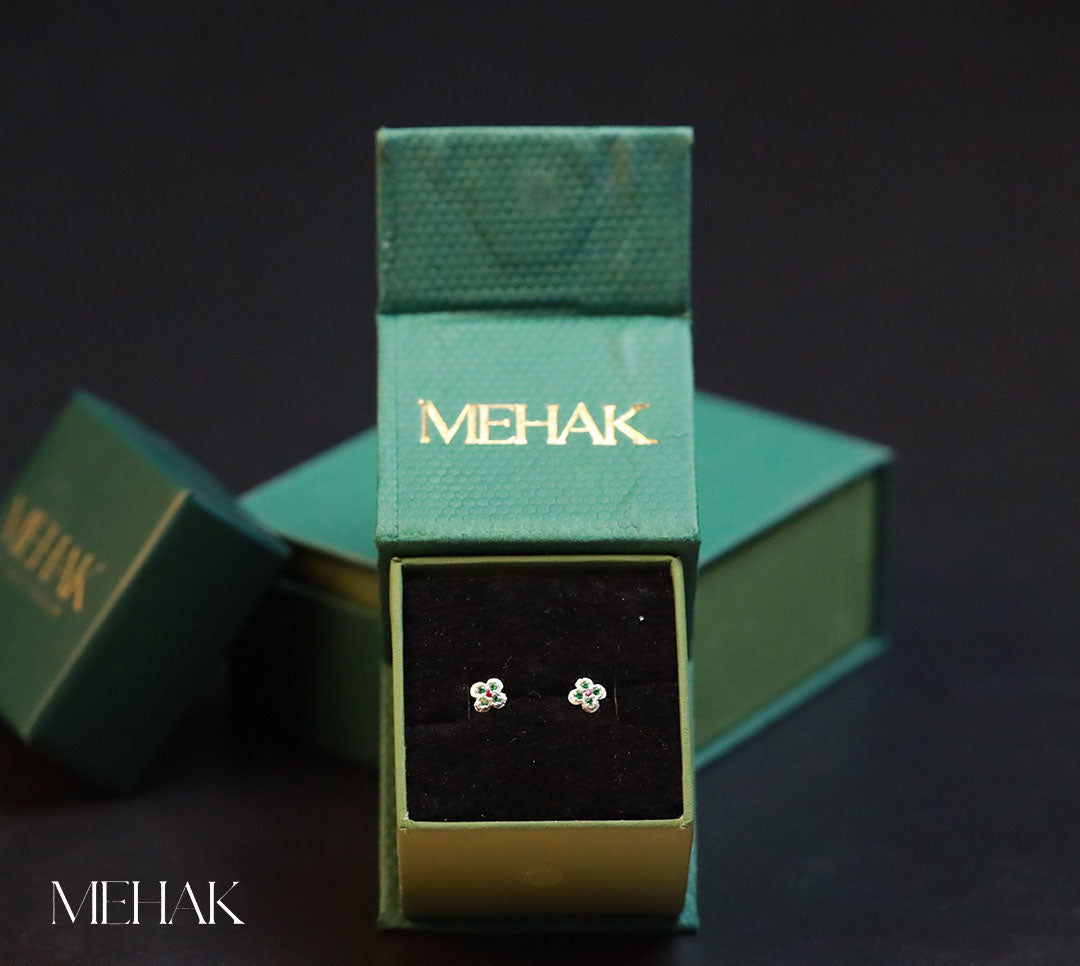 Dainty With Green and Red Stone Second Stud| Nosepin