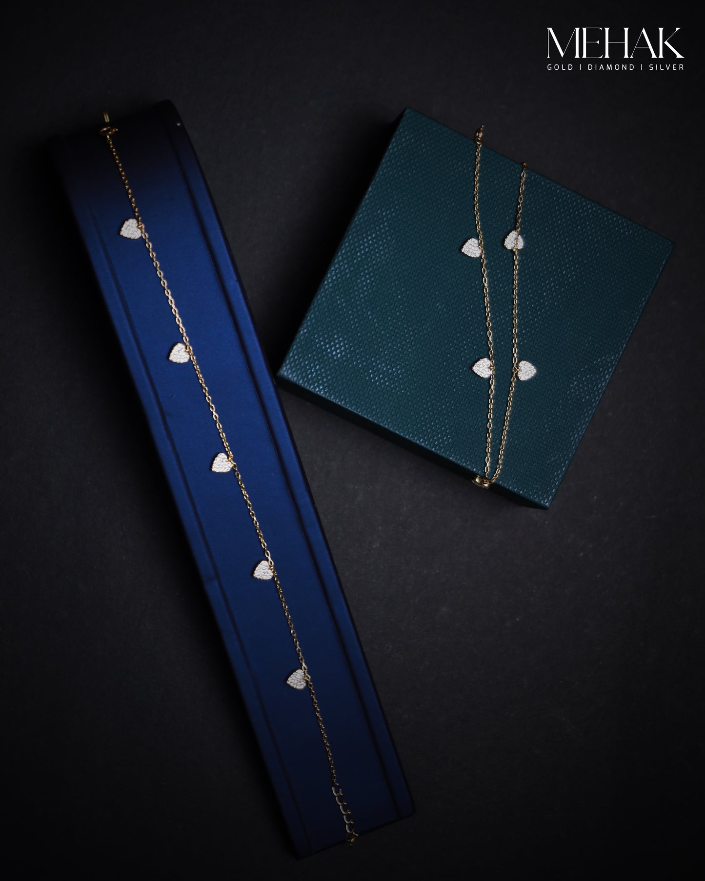 Premium Silver Anklets |Heart Anklet with | Gold Micro plated Jewelry