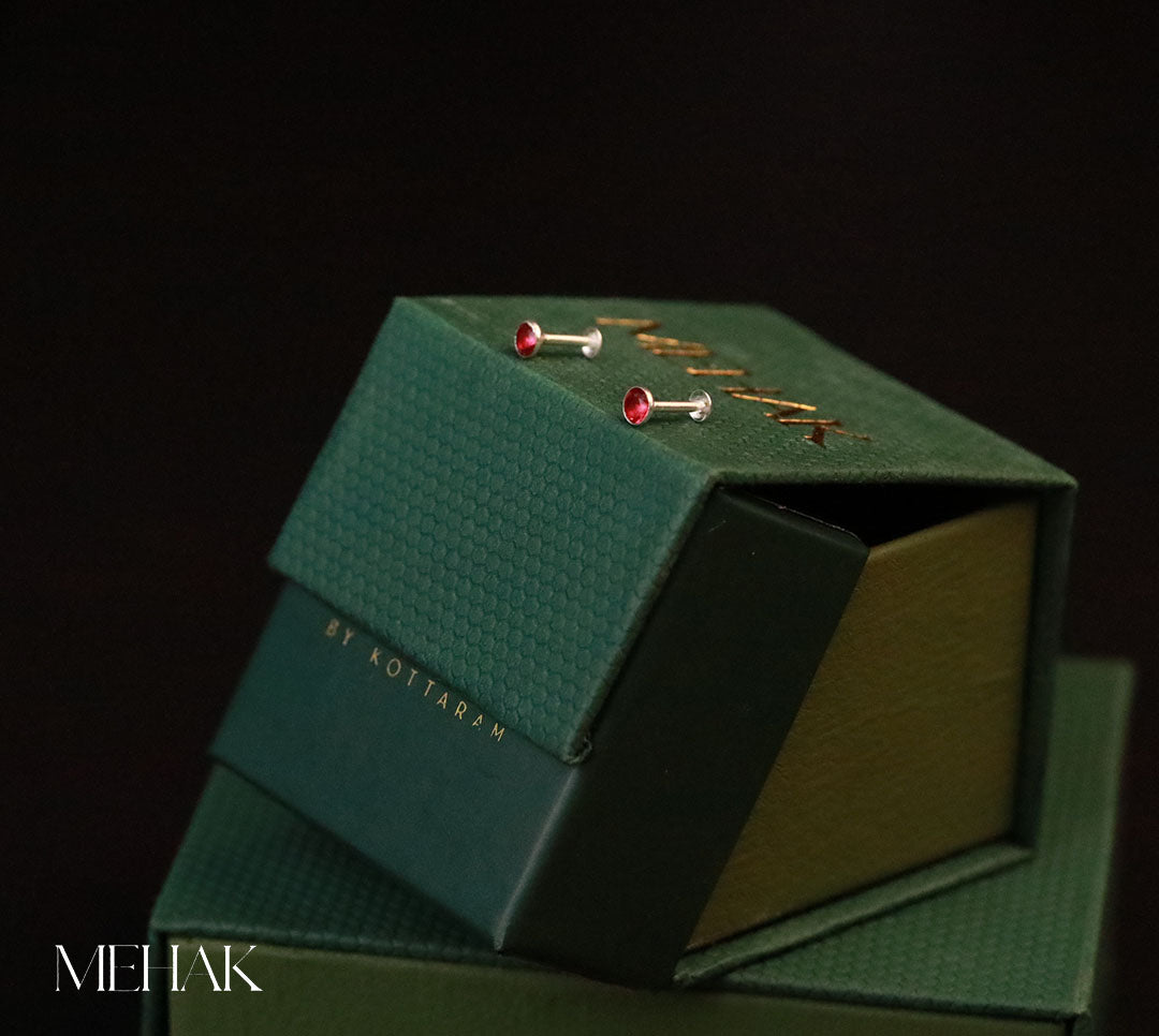 Dot with Stone| Silver Second Stud| Nose pins