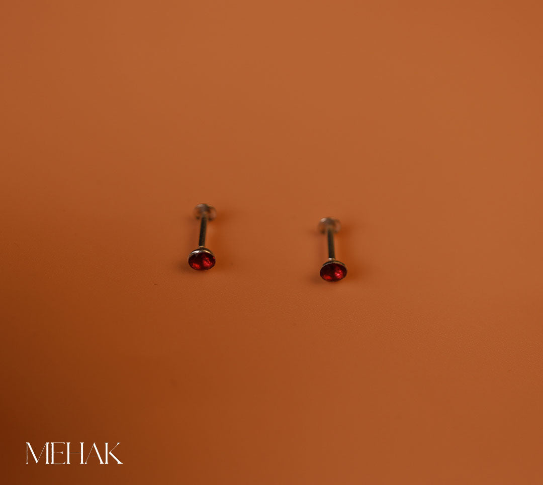 Dot with Stone| Silver Second Stud| Nose pins