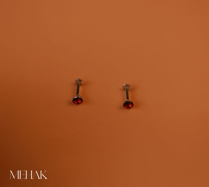 Dot with Stone| Silver Second Stud| Nose pins