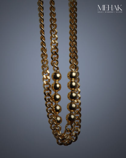 Premium Silver Anklets | Double Ganguly chain With Polished Balls  |Gold Micro plated Jewelry