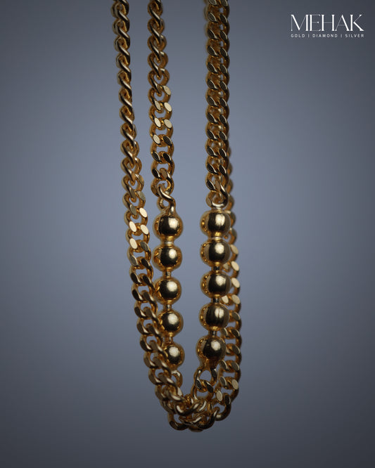 Premium Silver Anklets | Double Ganguly chain With Polished Balls  |Gold Micro plated Jewelry