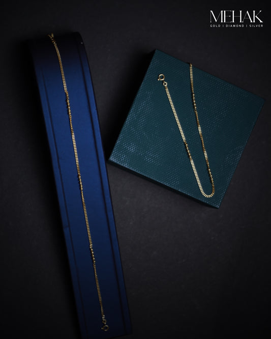 Premium Silver Anklets | Double Ganguly chain With Polished Balls  |Gold Micro plated Jewelry