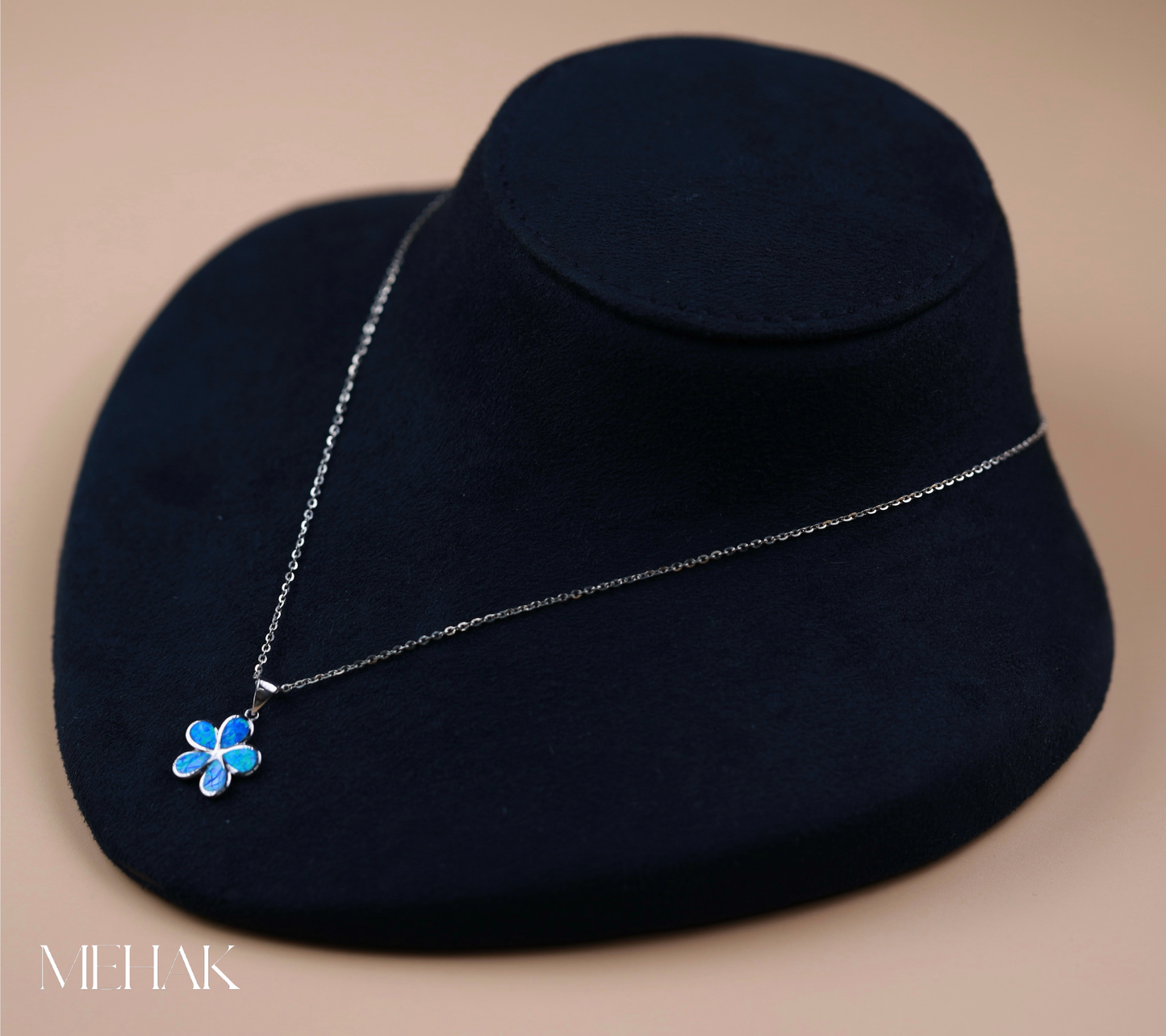 Blue Opal stone flower Pendant