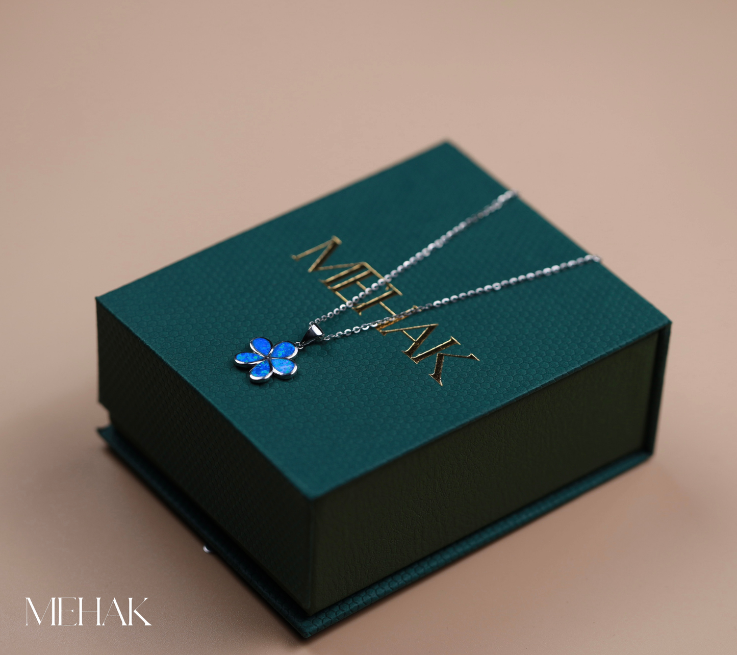 Blue Opal stone flower Pendant